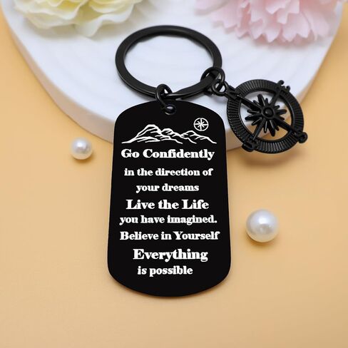 Adventure Begins Compass Keychain, College High School Boot Camp Graduation Gifts,Inspirational Key Chains,Graduation Compass Gifts for Him Men Friends, Inspirational Keepsake Gift Ideas for Grads in Kuwait