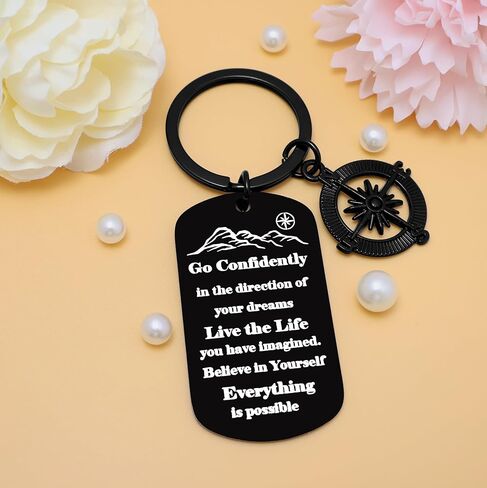 Adventure Begins Compass Keychain, College High School Boot Camp Graduation Gifts,Inspirational Key Chains,Graduation Compass Gifts for Him Men Friends, Inspirational Keepsake Gift Ideas for Grads in Kuwait