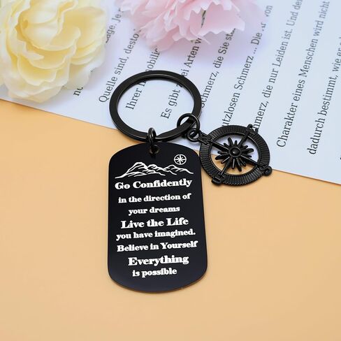 Adventure Begins Compass Keychain, College High School Boot Camp Graduation Gifts,Inspirational Key Chains,Graduation Compass Gifts for Him Men Friends, Inspirational Keepsake Gift Ideas for Grads in Kuwait
