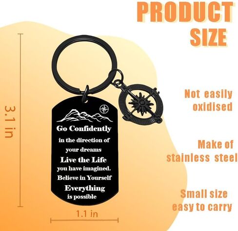 Adventure Begins Compass Keychain, College High School Boot Camp Graduation Gifts,Inspirational Key Chains,Graduation Compass Gifts for Him Men Friends, Inspirational Keepsake Gift Ideas for Grads in Kuwait