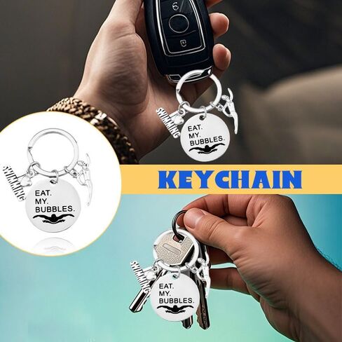 Funny Swimming Keychain Gifts for Coach Instructor Swim Team Trainer Humorous Inspirational Swimmer Keyring for Backpack Bag Wallet Swimming Stuff Accessory Swim Pool Party Favor Women Men in Kuwait