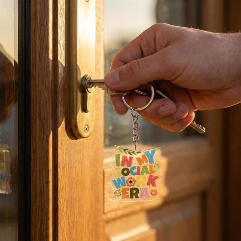 50 Pcs Social Worker Appreciation Gifts, Acrylic Keychain Bulk Social Work Month Gifts Thank You Keychain Key Ring for Women Coworker Employee Therapists Counselors Community Social Worker Party Favor in Kuwait