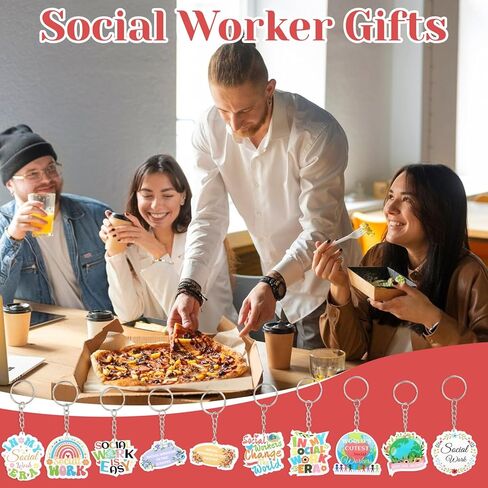 50 Pcs Social Worker Appreciation Gifts, Acrylic Keychain Bulk Social Work Month Gifts Thank You Keychain Key Ring for Women Coworker Employee Therapists Counselors Community Social Worker Party Favor in Kuwait