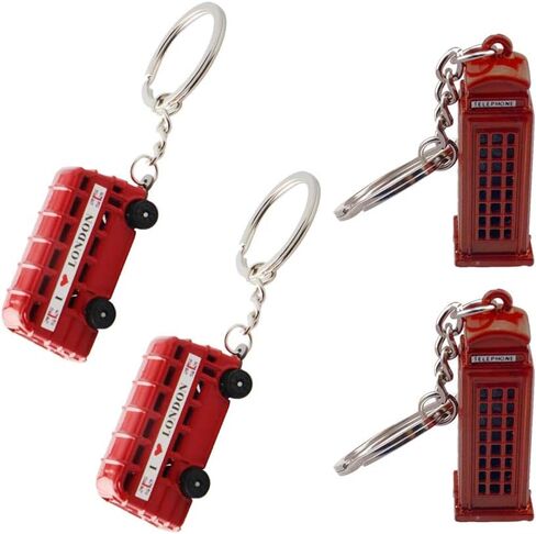 Toyvian London Double Bus Keychain 4-Pack Travel Souvenir Key Rings British Icon Mini Bus Pendant 4.17 Inch in Saudi Arabia