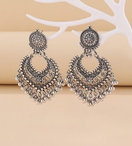 خمر جرس شرابة القرط الهندي أقراط Jhumka اليدوية بوهو والهبي مجوهرات العرقية بوليوود العتيقة التقليدية أقراط Jhumki in Kuwait