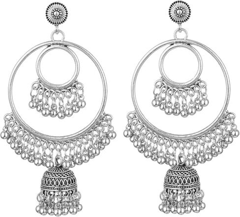 Vintage Bell Tassel Earring Indian Jhumka Earrings Handmade Boho & Hippie Ethnic Jewelry Bollywood Antique Traditional Jhumki Earrings in Kuwait
