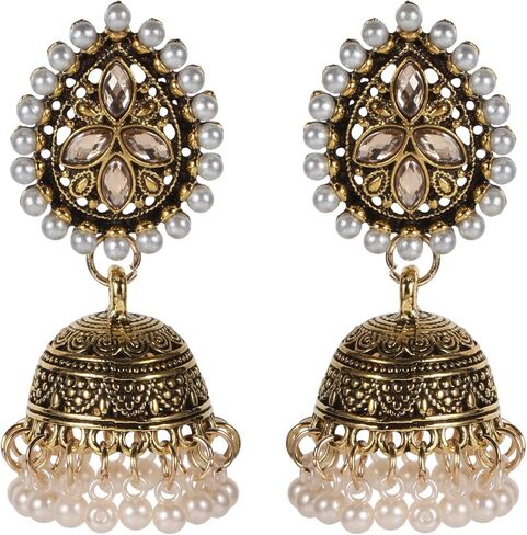 خمر جرس شرابة القرط الهندي أقراط Jhumka اليدوية بوهو والهبي مجوهرات العرقية بوليوود العتيقة التقليدية أقراط Jhumki in Kuwait