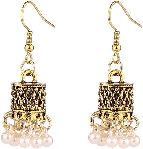 خمر جرس شرابة القرط الهندي أقراط Jhumka اليدوية بوهو والهبي مجوهرات العرقية بوليوود العتيقة التقليدية أقراط Jhumki in Kuwait
