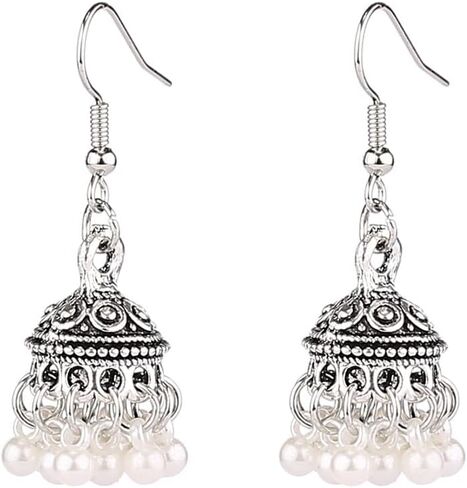 خمر جرس شرابة القرط الهندي أقراط Jhumka اليدوية بوهو والهبي مجوهرات العرقية بوليوود العتيقة التقليدية أقراط Jhumki in Kuwait