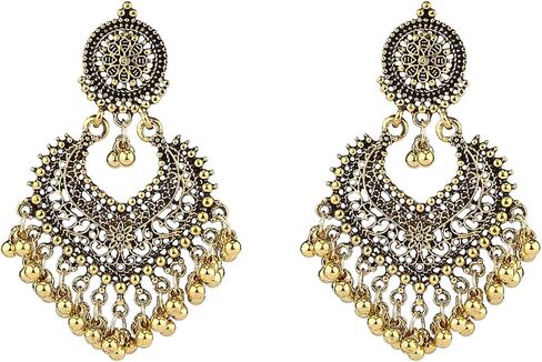 خمر جرس شرابة القرط الهندي أقراط Jhumka اليدوية بوهو والهبي مجوهرات العرقية بوليوود العتيقة التقليدية أقراط Jhumki in Kuwait