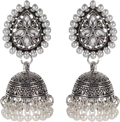 خمر جرس شرابة القرط الهندي أقراط Jhumka اليدوية بوهو والهبي مجوهرات العرقية بوليوود العتيقة التقليدية أقراط Jhumki in Kuwait