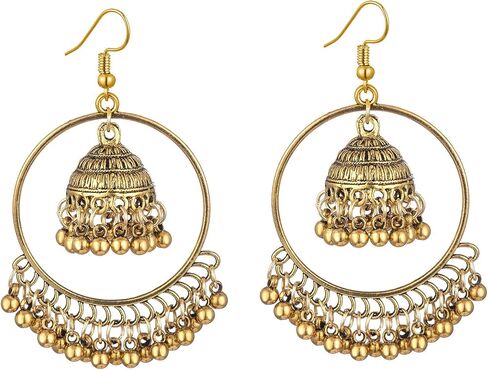 خمر جرس شرابة القرط الهندي أقراط Jhumka اليدوية بوهو والهبي مجوهرات العرقية بوليوود العتيقة التقليدية أقراط Jhumki in Kuwait