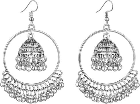 خمر جرس شرابة القرط الهندي أقراط Jhumka اليدوية بوهو والهبي مجوهرات العرقية بوليوود العتيقة التقليدية أقراط Jhumki in Kuwait