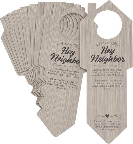 Hey Neighbor Real Estate Door Hangers with Business Card Slot, 50 Pack Open House Realtor Door Hangers for Real Estate Agents, Marketing Supplies 3.5 x 8.7 Inch in Kuwait