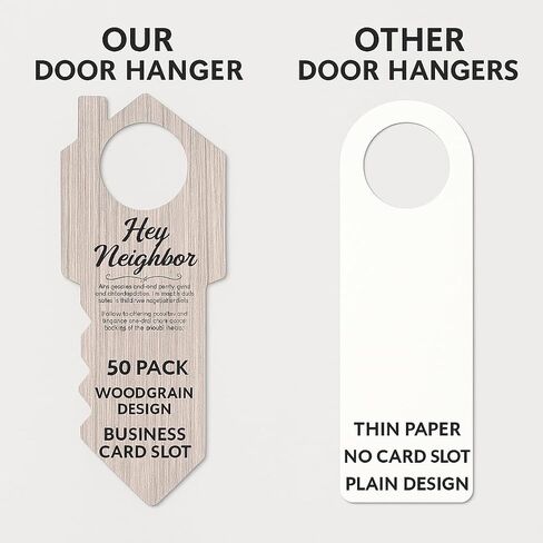 Hey Neighbor Real Estate Door Hangers with Business Card Slot, 50 Pack Open House Realtor Door Hangers for Real Estate Agents, Marketing Supplies 3.5 x 8.7 Inch in Kuwait
