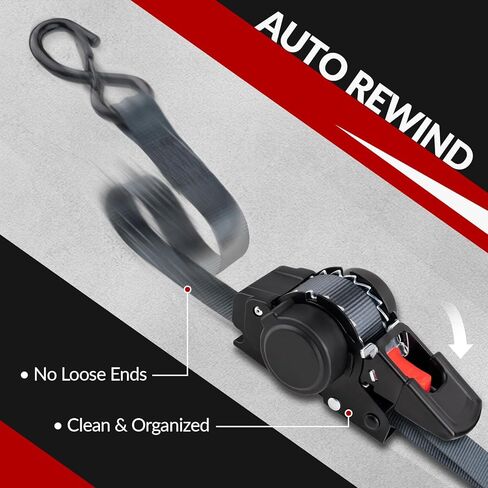 قطعتان من ربطات السقاطة ذاتية السحب - 1 بوصة × 10 قدم، أشرطة تصعيد مع الترجيع التلقائي، قوة كسر 1200 رطل، لا توجد أطراف فضفاضة للدراجات النارية، البضائع، الشاحنات، المقطورة in Kuwait