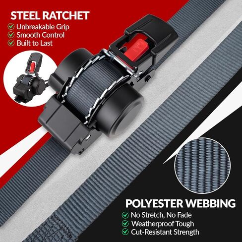 قطعتان من ربطات السقاطة ذاتية السحب - 1 بوصة × 10 قدم، أشرطة تصعيد مع الترجيع التلقائي، قوة كسر 1200 رطل، لا توجد أطراف فضفاضة للدراجات النارية، البضائع، الشاحنات، المقطورة in Kuwait