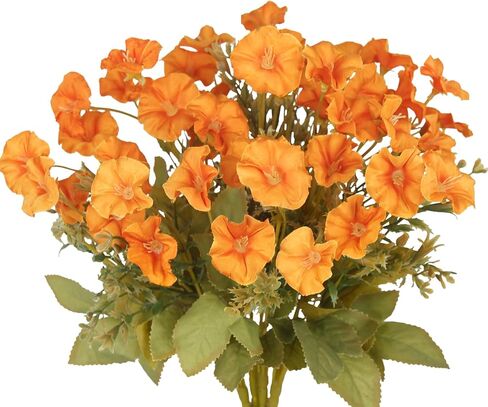 CISDUEO 4 Pcs Artificial Flowers for Outdoors Fall Decor Fake Flowers Pink Silk Morning Glory Petunias Realistic UV Resistant Faux Mums Flowers for Outdoor Planters Porch Patio Graves Hanging Outside in Saudi Arabia
