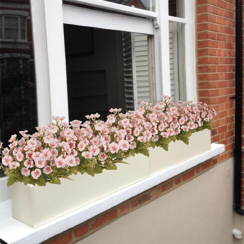 CISDUEO 4 Pcs Artificial Flowers for Outdoors Fall Decor Fake Flowers Pink Silk Morning Glory Petunias Realistic UV Resistant Faux Mums Flowers for Outdoor Planters Porch Patio Graves Hanging Outside in Saudi Arabia