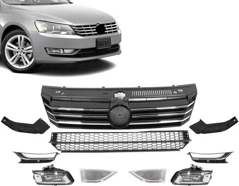 6 قطعة المصد الأمامي العلوي السفلي للشبكة Foglamp Kit مع أقواس متوافقة مع 2012 2013 2014 2015 Volkswagen Passat دعامة دعم المبرد 561853651COQE، VW1036126، 561941700B in Kuwait