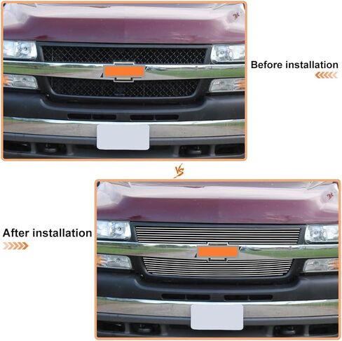 متوافق مع 2001 2002 تشيفي سيلفرادو 2500 HD و01 02 سيلفرادو 3500 شبكة أمامية مصقولة باللون الفضي كومبو in Kuwait