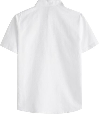 Boys Henley Shirts Short Sleeve Button Linen Beach Shirt Casual Summer Shirt in Saudi Arabia