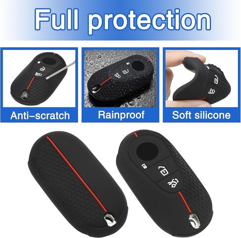 TOMALL 2 Pack for Mercedes Benz Key Fob Cover with Keychain, 3 Buttons Silicone Rubber Key Fob Case Fit for Mercedes Benz 2022-2025 S-Class, G-Class, E-Class, C-Class, GLC-Class, SL-Class, EQS, EQE in Saudi Arabia