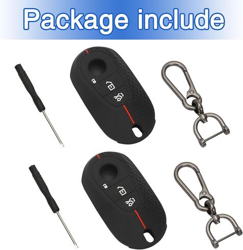TOMALL 2 Pack for Mercedes Benz Key Fob Cover with Keychain, 3 Buttons Silicone Rubber Key Fob Case Fit for Mercedes Benz 2022-2025 S-Class, G-Class, E-Class, C-Class, GLC-Class, SL-Class, EQS, EQE in Saudi Arabia