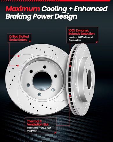 Brake Pads And Rotors Front Compatible with Ford f150 2010-2020, Expedition 2010-2021, Lincoln Navigator 2010-2021|Drilled Slotted Rotors Kit Anti-Rust Geomet Coated|350mm(13.8in) in Saudi Arabia