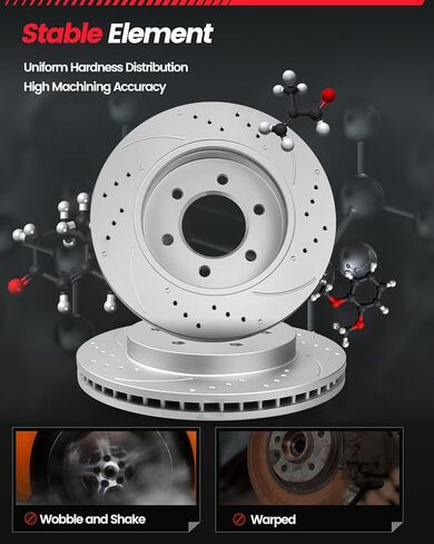 Brake Pads And Rotors Front Compatible with Ford f150 2010-2020, Expedition 2010-2021, Lincoln Navigator 2010-2021|Drilled Slotted Rotors Kit Anti-Rust Geomet Coated|350mm(13.8in) in Saudi Arabia