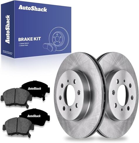 دوارات الفرامل ذات فتحات تهوية أمامية من AutoShack + وسادات سيراميك ممتازة طقم فرامل 6 قطع بديلة لسيارة Honda Fit 2009-2014 مقاس 10.3 بوصة (261.5 مم) in Saudi Arabia