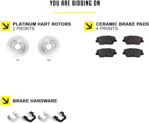 Hart Brakes Front Brake Rotors OE Replacement Ceramic Pads Compatible For 2006-2010 Hummer H3, H3T,RBBF.69002.02 in Saudi Arabia