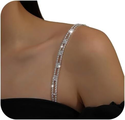 1Pair Rhinestone Bra Straps,Adjustable Rhinestones Bra Shoulder Chain,Crystal Lingerie Straps,Wedding Bridal Rhinestone Underwear Chain for Women Dress Accessories Jewelry in Kuwait