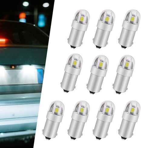 10PCS BA9S BA9 1895 1891 53 57 47830 64111 3893 Error Free LED Bulb, 6000K 3030-SMD Interior Car Bulbs for Interior Dome Map Lamp License Plate Glove Box Lights (White) in Kuwait