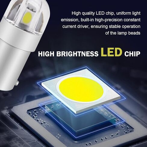 10PCS BA9S BA9 1895 1891 53 57 47830 64111 3893 Error Free LED Bulb, 6000K 3030-SMD Interior Car Bulbs for Interior Dome Map Lamp License Plate Glove Box Lights (White) in Kuwait