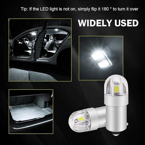 10PCS BA9S BA9 1895 1891 53 57 47830 64111 3893 Error Free LED Bulb, 6000K 3030-SMD Interior Car Bulbs for Interior Dome Map Lamp License Plate Glove Box Lights (White) in Kuwait