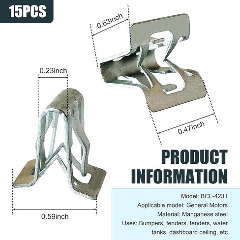 Shakas 15 PCS Car Center Console Dashboard Fixing Clip, 15748479 A-Pillar U-Shaped Anti-Rust Retainer Clip, Door Trim Panel Interior Frame Molding Fastener, Compatible with Most Cars (Silver) in Kuwait