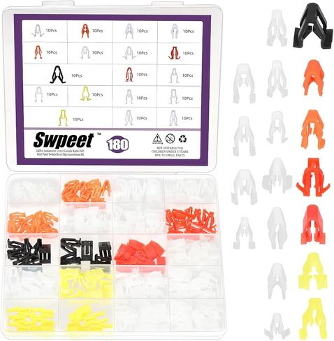 Swpeet 180Pcs 18Styles Center Console Radio DVD Dash Panel Switch Clips Assortment Kit, Body Trim Bezel Retainer for Ford GM Chrysler Toyota Nissan Honda Hyundai Suzuki Mitsubishi in Saudi Arabia