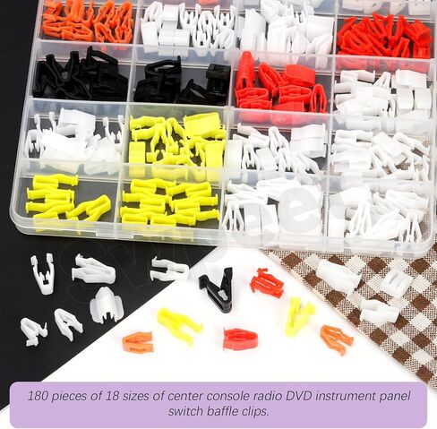 Swpeet 180Pcs 18Styles Center Console Radio DVD Dash Panel Switch Clips Assortment Kit, Body Trim Bezel Retainer for Ford GM Chrysler Toyota Nissan Honda Hyundai Suzuki Mitsubishi in Saudi Arabia