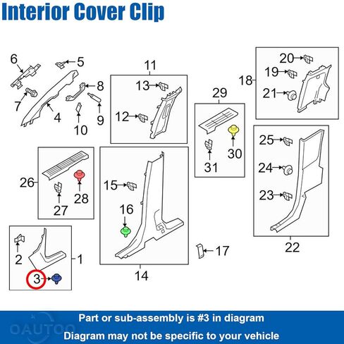 OAUTOO 25pcs Door Sill Plate Retainer Lower Pillar Trim Clip with Sealer for Ford W713489-S300 Fiesta Focus Ranger Continental Corsair MKX 2011-On in Saudi Arabia