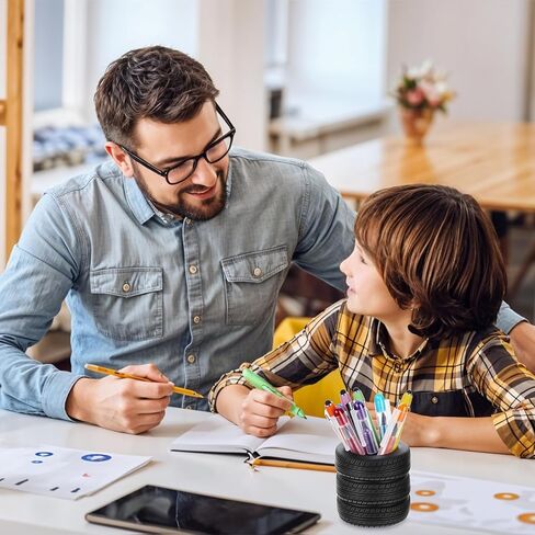 4 Pcs Tire Shaped Pen Holder, Car Tire Planter Holder for Men, Mechanic Gift, Desk Office Home Accessories Decor, Christmas Novelty Funny Supplies, Cactus Succulent Planter Pot in Kuwait