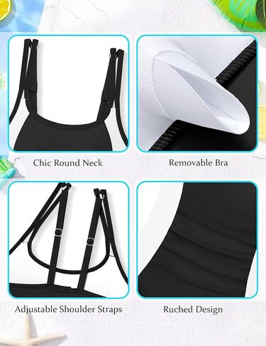 CRISONE Girls One Piece Swimsuits Adjustable Straps Bathing Suit Color Block Padded Pool Beach Swimwear 9-16Y in Saudi Arabia
