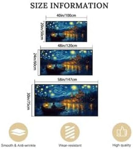 Wall Art Canvas Print Starry Night Over the Rhone by Van Gogh 20 x 40 inches Framed Home Artwork Decor Canvas Art Painting Living Room for Bedroom Office Wall Decor in Saudi Arabia