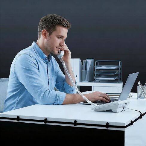 Phone Extension Cord 15 FT Long Phone Cable Line Wire, with Standard RJ11 Plug andIncludes Telephone Inline Coupler RJ11 Splitter and 15 Cable Clip Holders, Black in Kuwait