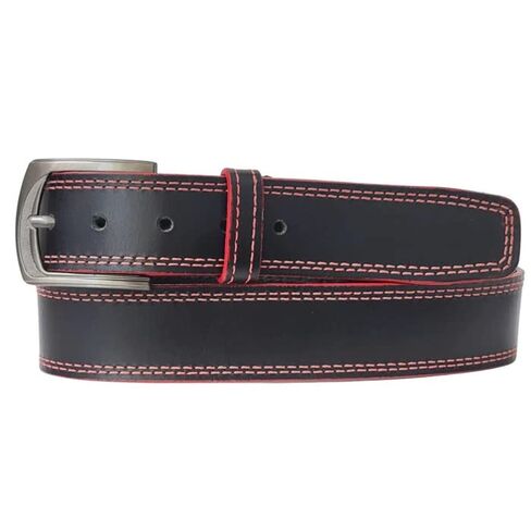 NAB’s Signature Leather Belt for Men Handmade in Toronto Diablo Belt Design featuring a Black Belt adorned with bold red stitches, Handcrafted Work Belts for Men (36, BROWN ARROW PATTERNED, BLACK) in Saudi Arabia