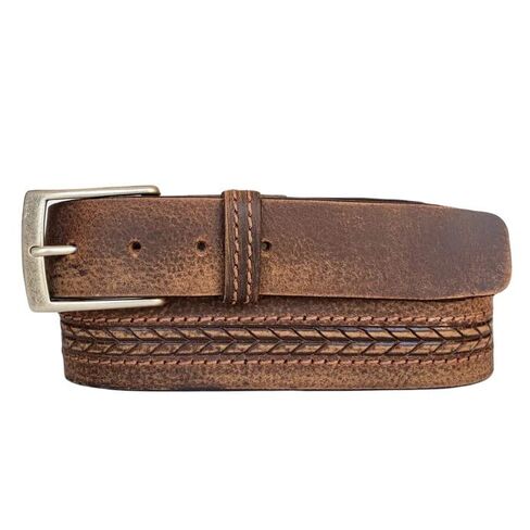 NAB’s Signature Leather Belt for Men Handmade in Toronto Diablo Belt Design featuring a Black Belt adorned with bold red stitches, Handcrafted Work Belts for Men (36, BROWN ARROW PATTERNED, BLACK) in Saudi Arabia