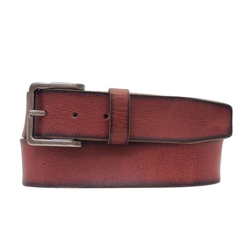 NAB’s Signature Leather Belt for Men Handmade in Toronto Diablo Belt Design featuring a Black Belt adorned with bold red stitches, Handcrafted Work Belts for Men (36, BROWN ARROW PATTERNED, BLACK) in Saudi Arabia