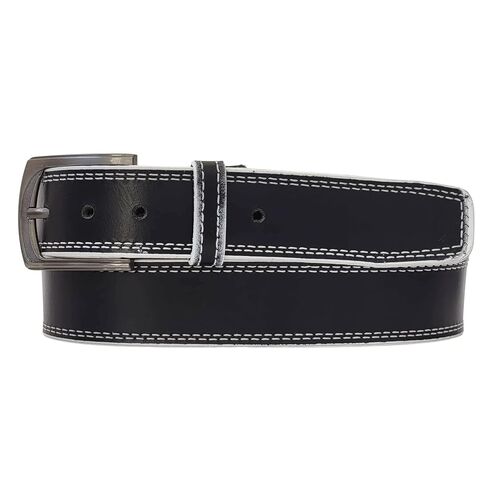NAB’s Signature Leather Belt for Men Handmade in Toronto Diablo Belt Design featuring a Black Belt adorned with bold red stitches, Handcrafted Work Belts for Men (36, BROWN ARROW PATTERNED, BLACK) in Saudi Arabia