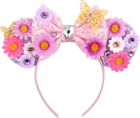 Kiddale Flowers Mouse Ears Headband for Easter Spring Park Trip Halloween Cosplay Decoration in Saudi Arabia
