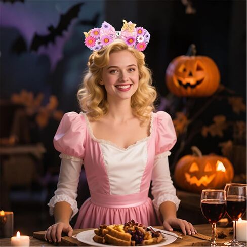 Kiddale Flowers Mouse Ears Headband for Easter Spring Park Trip Halloween Cosplay Decoration in Saudi Arabia